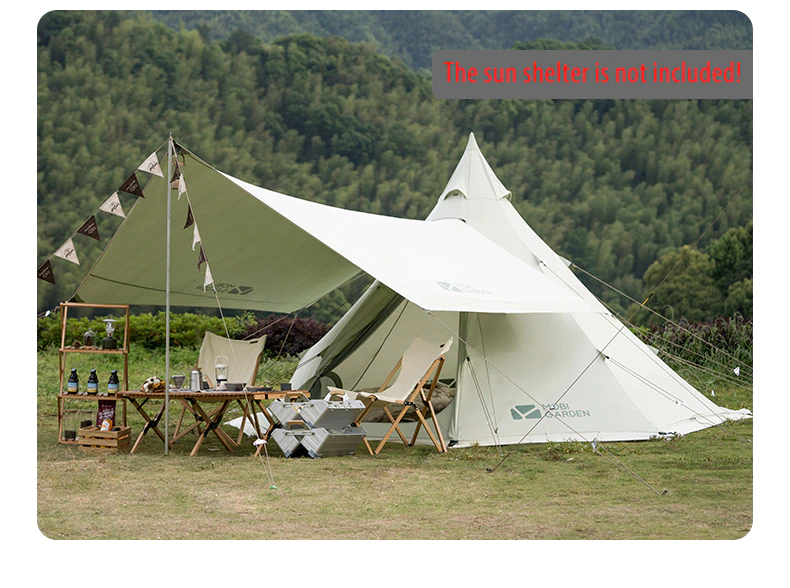 Cheap Goat Tents Mobi Garden ERA230 Large Cotton Canvas Tent With Stove Jack Glamping Pyramid Tent For Family Camping Hiking Travel 4 5 Persons   